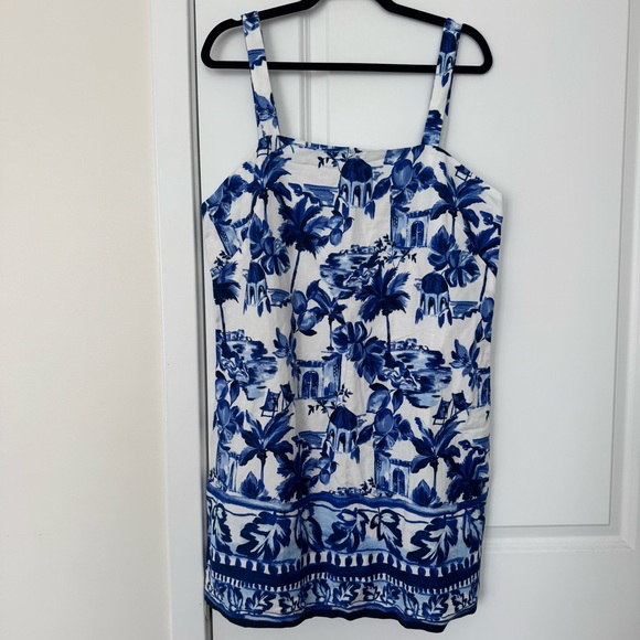LOFT Corfu Weekend Linen Blue White Dress NWT - Picture 2 of 7
